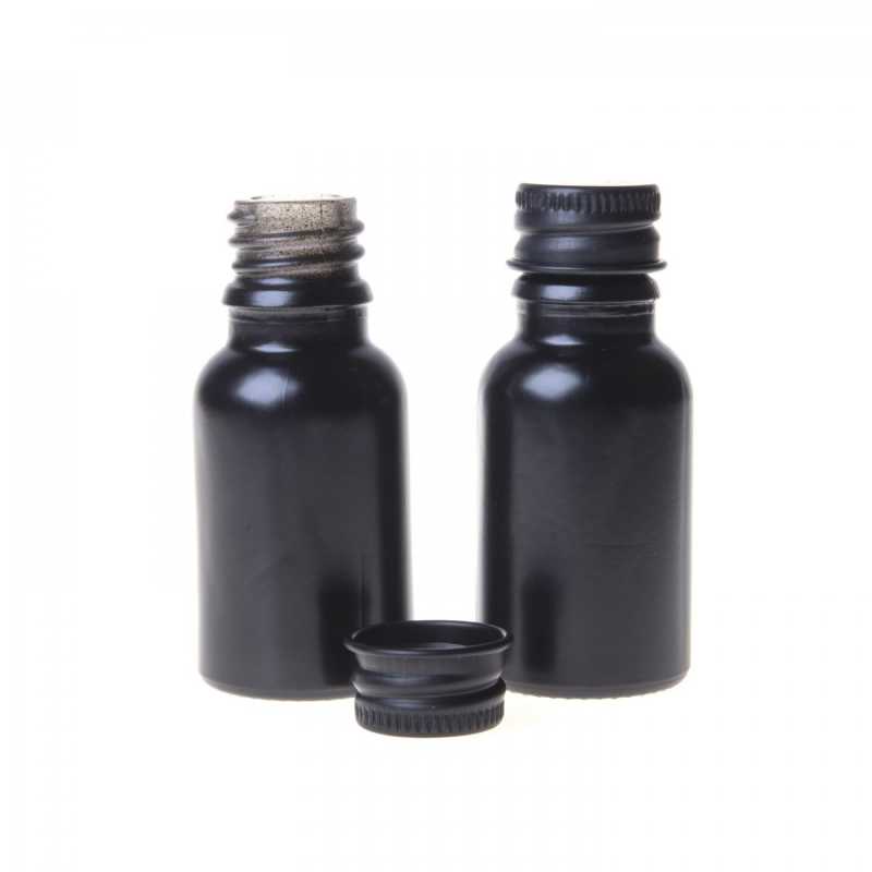 Skleněná lahvička, tzv. flakónek, je vyrobena ze silného skla v černém matném provedení. Slouží k uchovávání tekutin, které díky své barvě ú