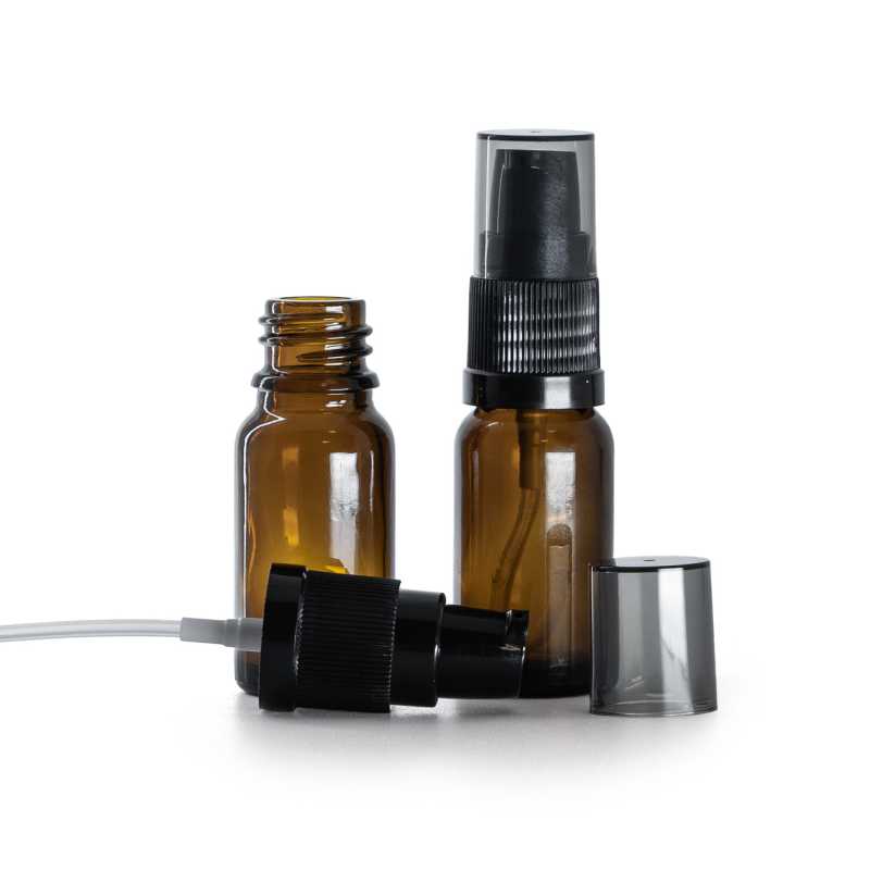 Skleněná lékovka hnědá, dávkovač krémů s dýmovým krytem, 10 ml