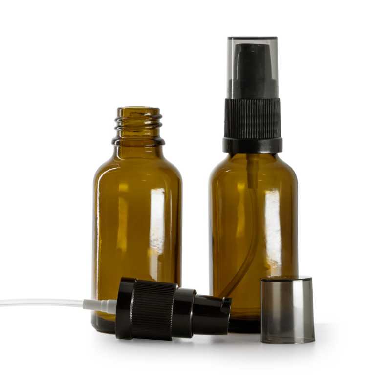 Skleněná lékovka, dávkovač krémů s dýmovým krytem, 30 ml