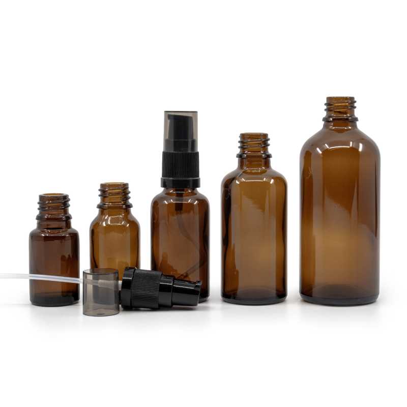 Skleněná lahvička, lahvička, dávkovač krému, kouřový vršek, 15 ml
