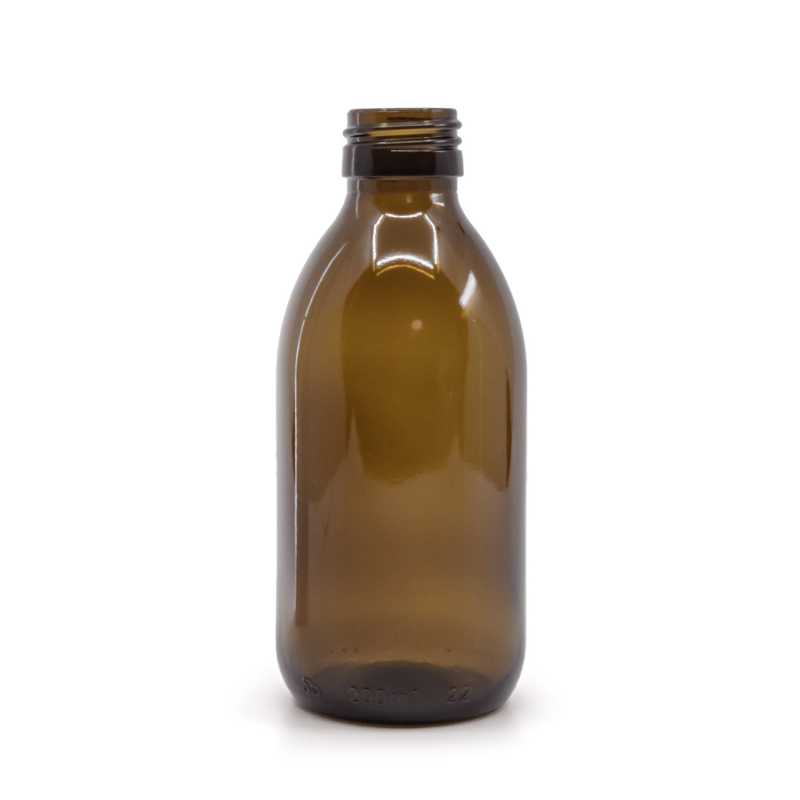Skleněná láhev, lékovka hnědá, PP28S, 200 ml