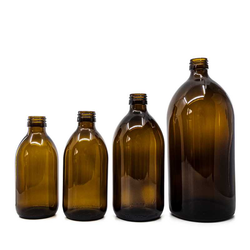 Skleněná láhev, lékovka, PP28S, 300 ml