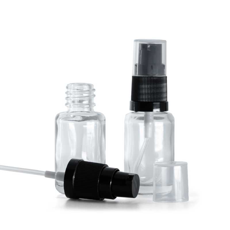 Skleněná lahvička, lékovka, průhledná, dávkovač krémů, 12 ml