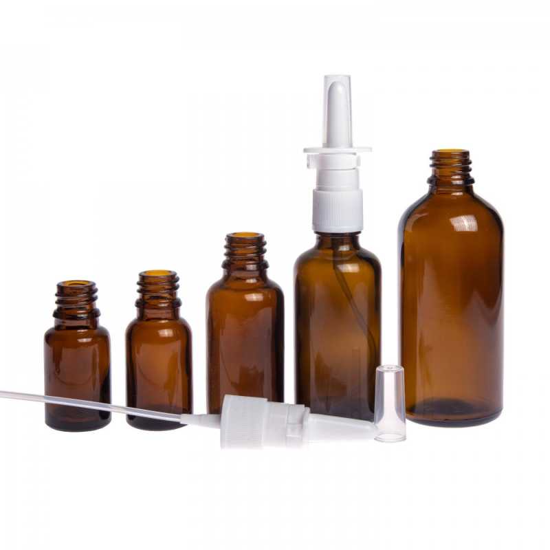 Skleněná láhev, lahvička, sprej do hrdla, 30 ml