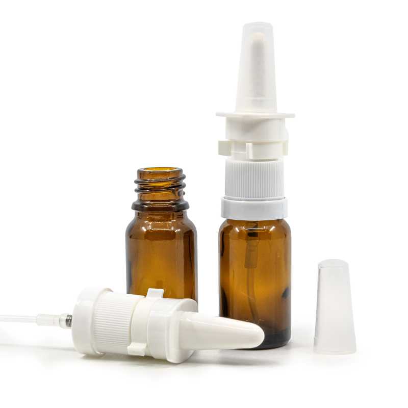 Skleněná láhev, lahvička, sprej do nosu, 10 ml