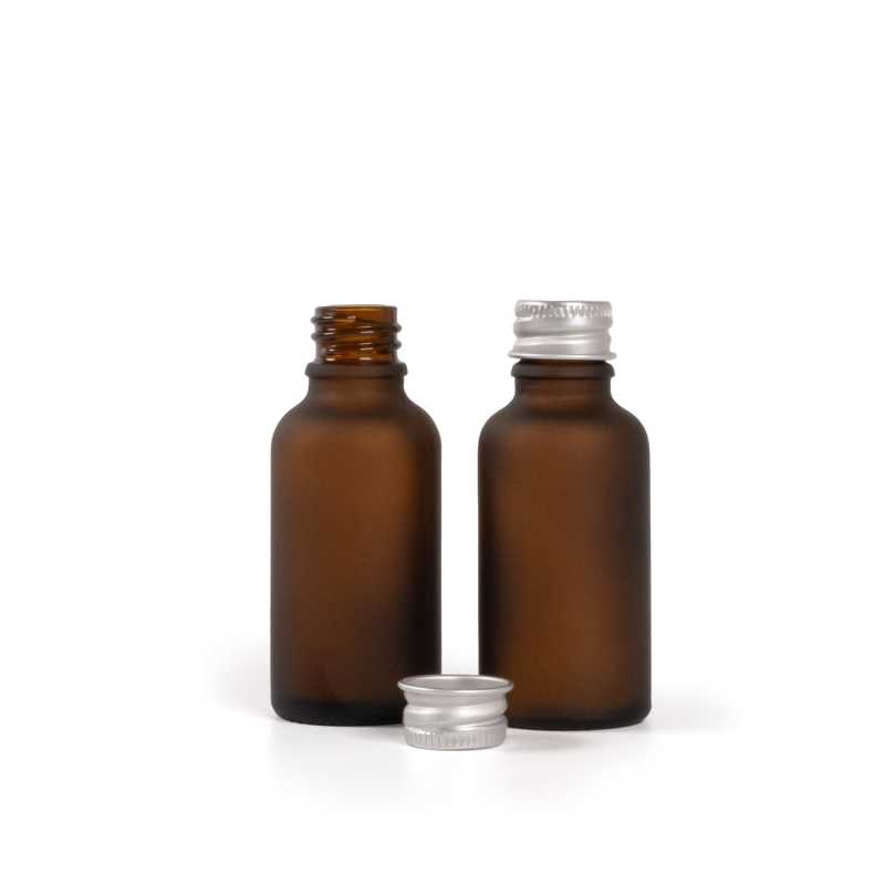 Lahvička, sklo, matná, hliníčkový uzávěr, 30 ml