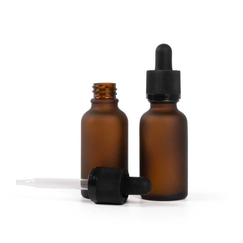 Skleněná lahvička, lékovka, matná hnědá, pipeta s bezpečnostním zámkem, 30 ml