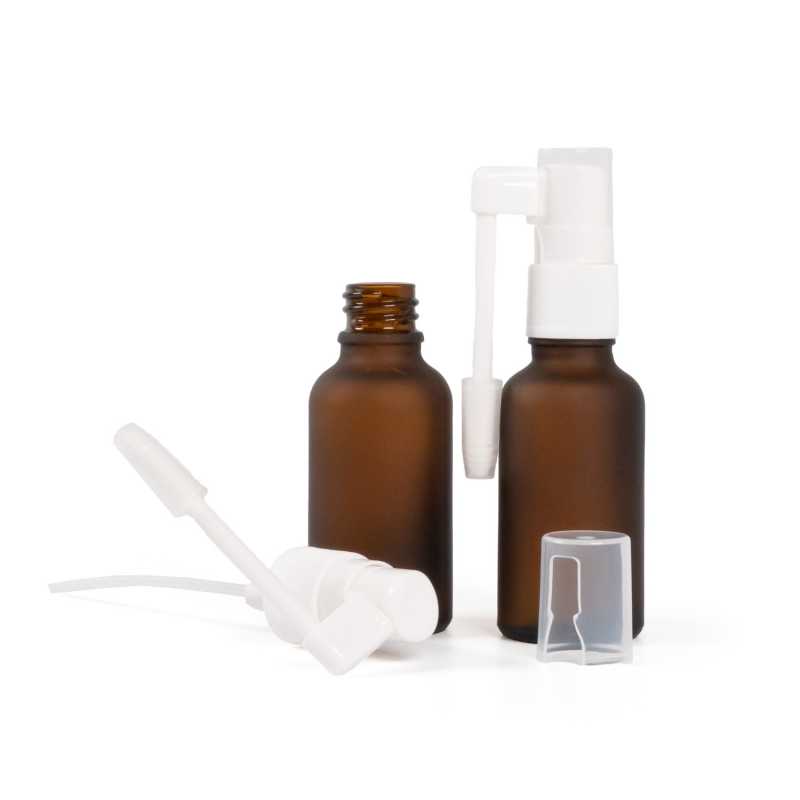 Skleněná láhev, matná lahvička, sprej do hrdla, 30 ml