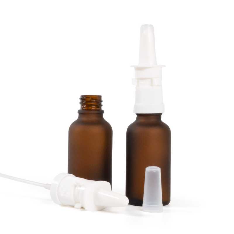 Skleněná láhev, matná lahvička, sprej do nosu, 30 ml