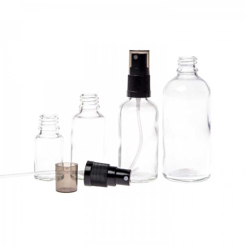 Skleněná lahvička, tzv. lahvička, je vyrobena ze silného průhledného skla. Používá se k uchovávání tekutin.Objem: 30 ml, celkový objem 35 mlVýšk