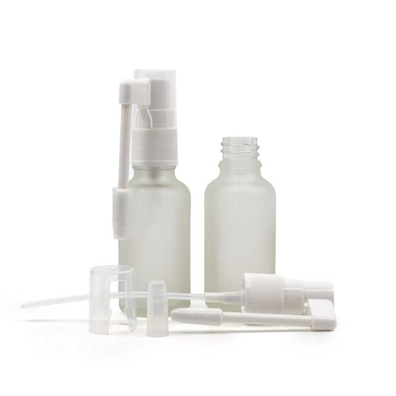 Skleněná lahvička, průhledná, mléčná, sprej do hrdla, 30 ml