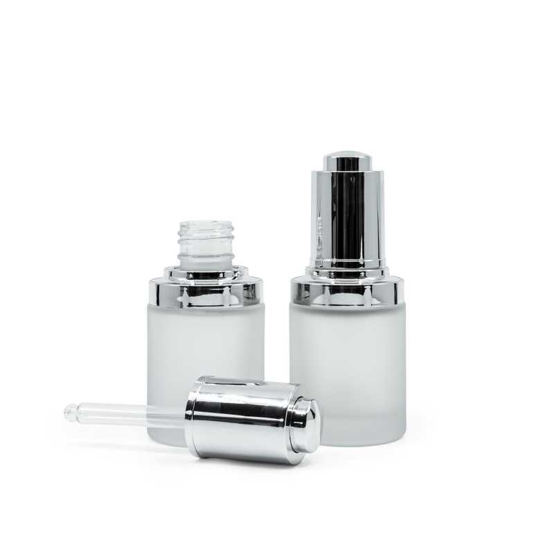 Skleněná lahvička, širší, mléčná, kapátko, 30 ml