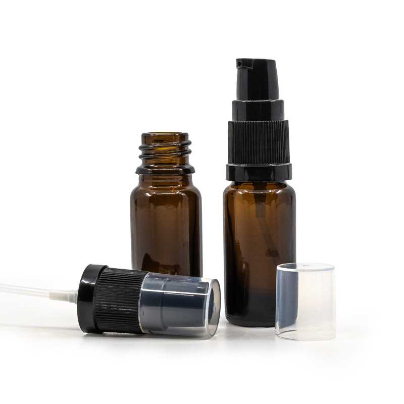 Skleněná lahvička typu B, vysoká, dávkovač krému 10 ml