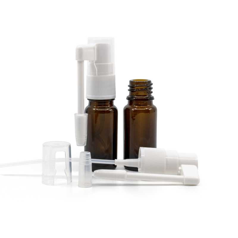 Skleněná lahvička typu B, vysoká, sprej do hrdla, 10 ml