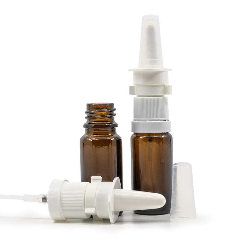 Skleněná lahvička typu B, vysoká, sprej do nosu, 10 ml
