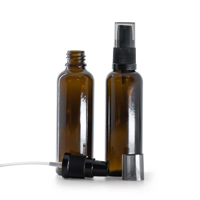 Skleněná lahvička, vysoká, dávkovač krémů s dýmovým krytem, 50 ml
