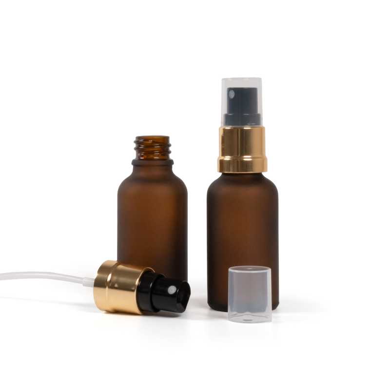 Skleněná matná lahvička, černo-zlatý rozprašovač, 30 ml
