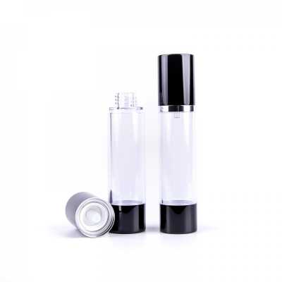 Airless láhev, průhledná, černý vrch 50 ml