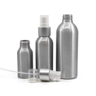 Hliníková lahvička, bílý sprej, stříbrná matná obruč, 50 ml  