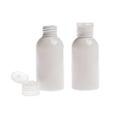 Plastová láhev bílá, 100 ml, průhledný flip top