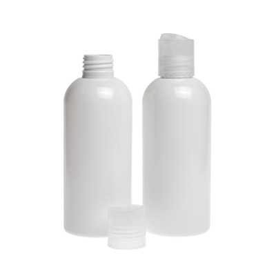 Plastová láhev, bílá, disc top průhledný, 200 ml