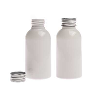 Plastová láhev bílá, hliníkové víčko, 100 ml