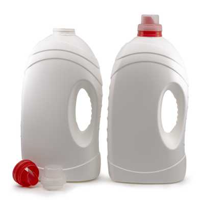 Plastová láhev na aviváž, bílá, 4,9 l, červené víčko s výlevkou