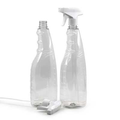 Plastová láhev na čisticí prostředky, bílý sprej, 1 l