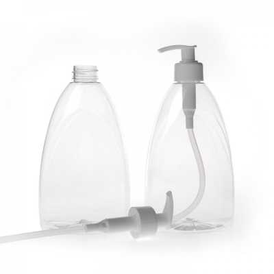 Plastová láhev na mýdlo, průhledná, 500 ml, bílý dávkovač