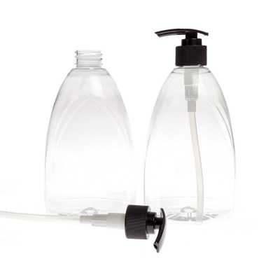 Plastová láhev na mýdlo, průhledná, 500 ml, dávkovač černý