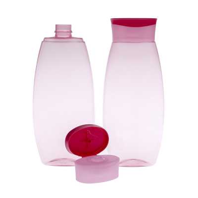 Plastová fľaša na šampón, ružový vrch, 300 ml