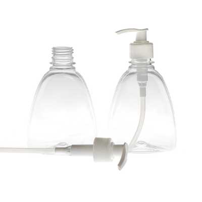 Plastová láhev na tekuté mýdlo, průhledná, bílý dávkovač, 300 ml