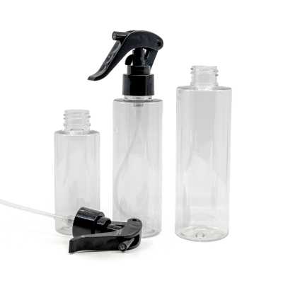 Plastová láhev, průhledná, černý pákový rozprašovač, 100 ml