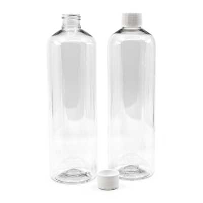 Plastová láhev, průhledná oblá, bílé víčko, 500 ml