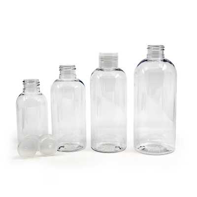 Plastová láhev průhledná, zaoblená, flip top průhledný, 100 ml