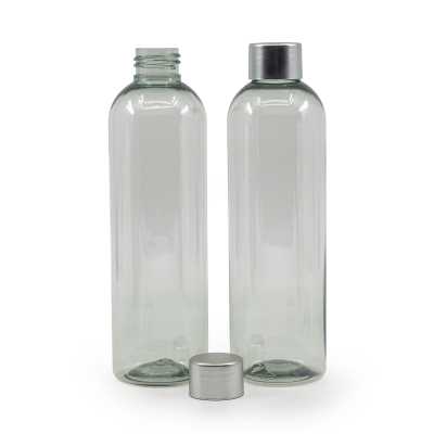 Plastová láhev, recyklovaná, 250 ml, stříbrné víčko