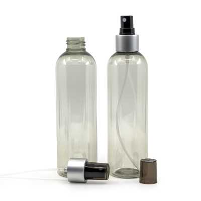 Recyklovaná plastová láhev, černý sprej, stříbrná matná obruč, 250 ml