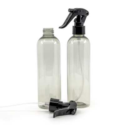 Plastová láhev, recyklovaná, černý pákový rozprašovač, 250 ml